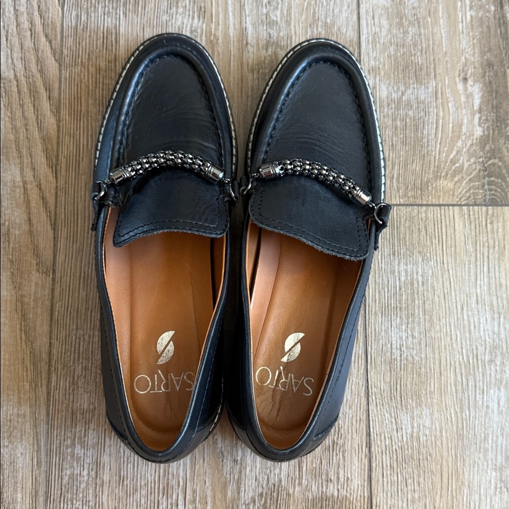 Sarto Black Leather Loafers - Picture 9 of 11